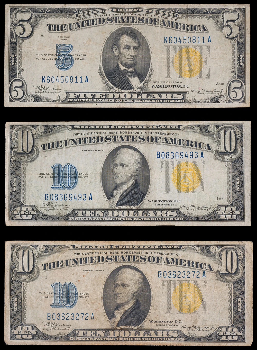 Three VF 1934-A North Africa Notes