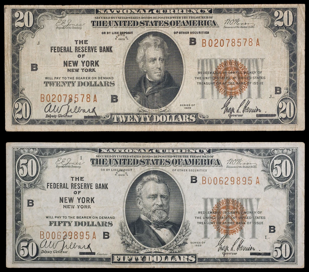 Denomination Pair NYC National Currency Notes