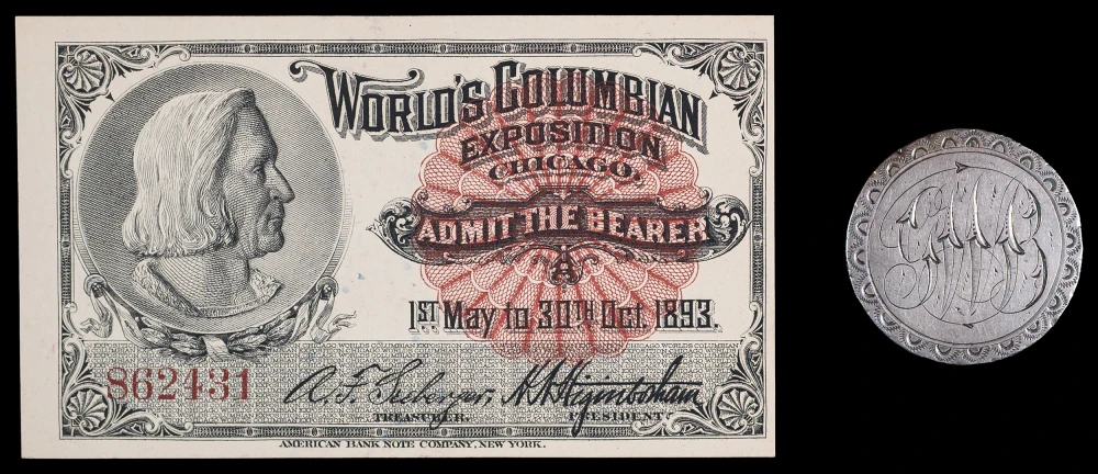 Columbian Expo Half Dollar Love Token and Ticket