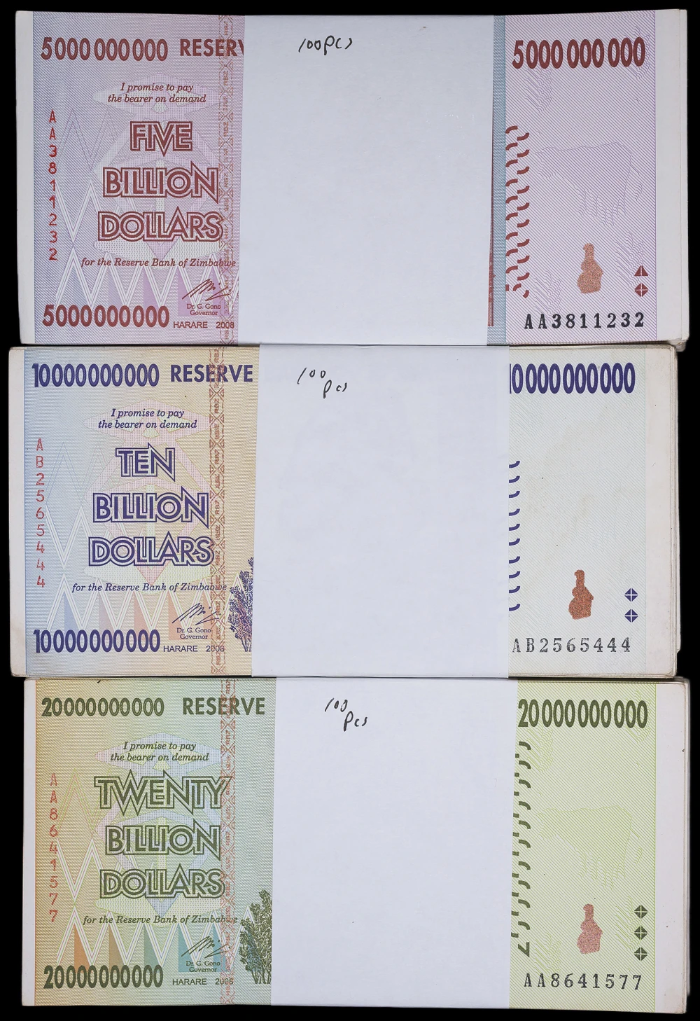 Zimbabwe. Hoard of Large Denomination Notes
