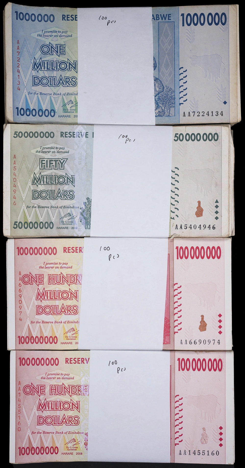 Zimbabwe. Hoard of Large Denomination Notes
