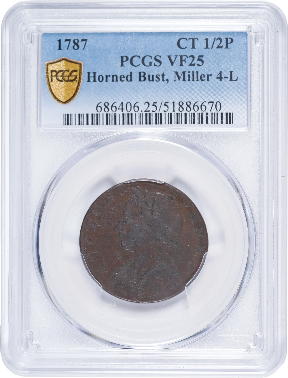 Connecticut. PCGS VF-25 1787 Horned Bust Copper