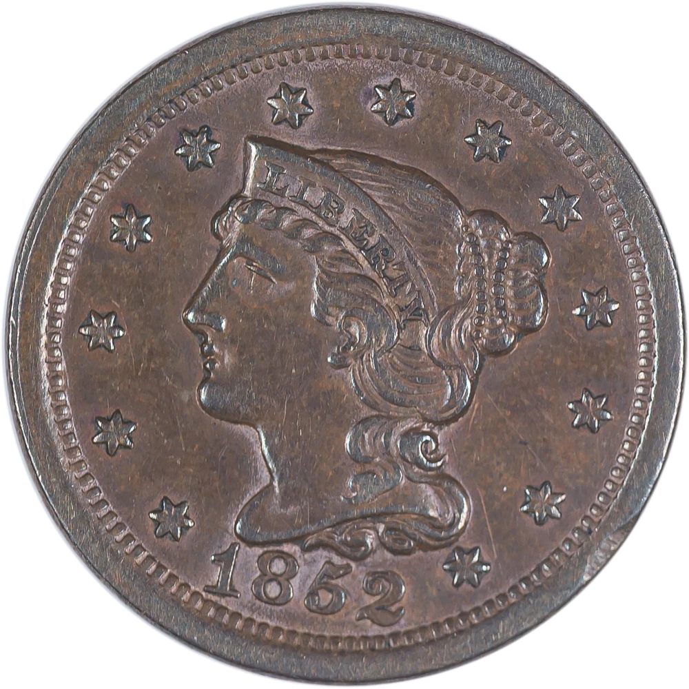 AU-50 1852 Large Cent