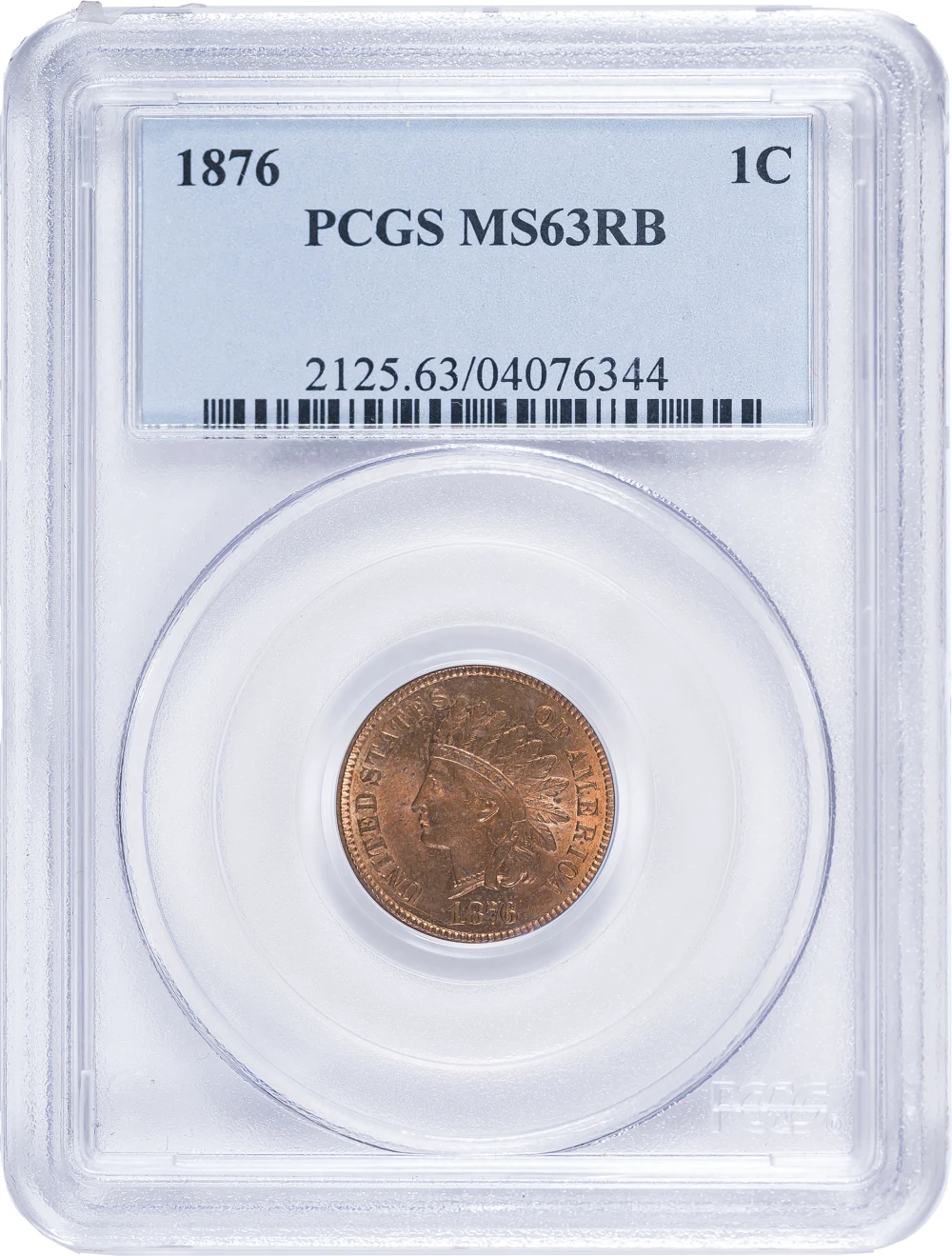 PCGS MS-63 RB 1876 Indian Cent
