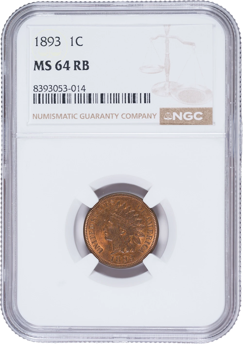 NGC MS-64 RB 1893 Indian Cent