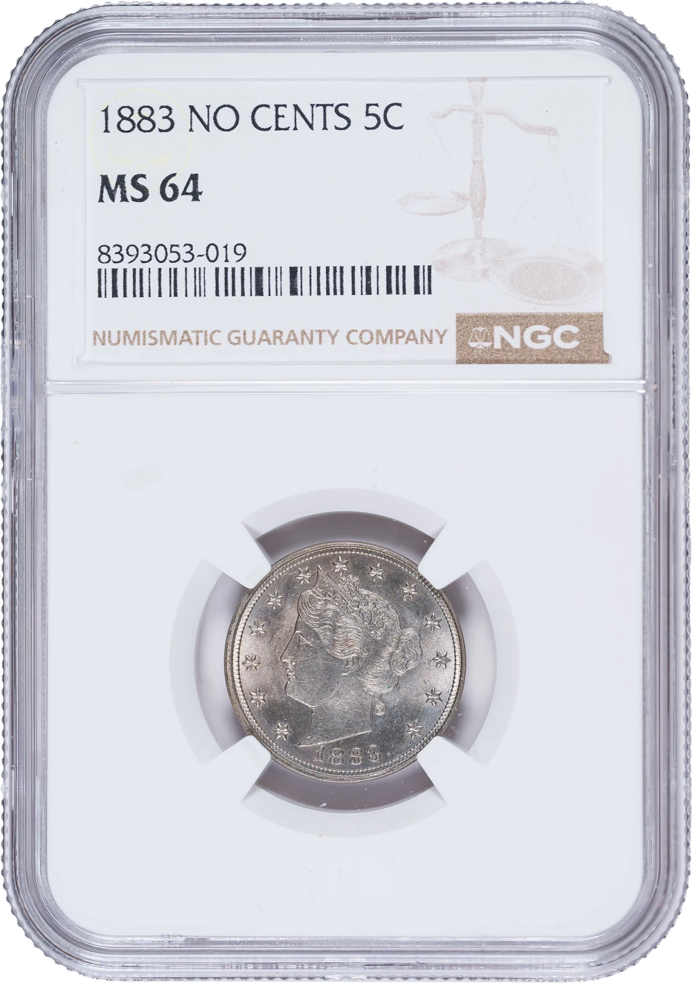 NGC MS-64 1883 No Cents Nickel