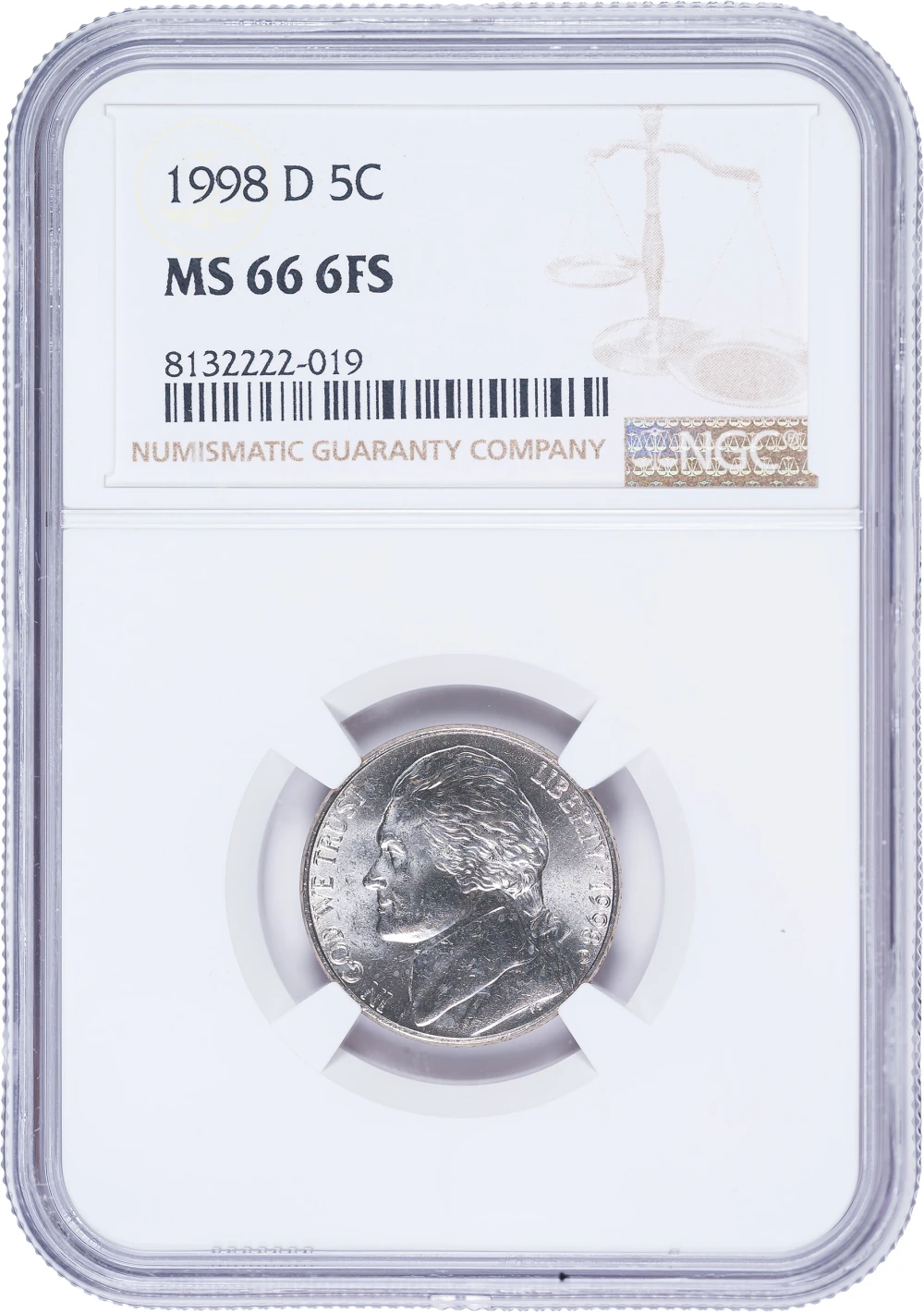 NGC MS-66 6FS 1998-D Jefferson Nickel