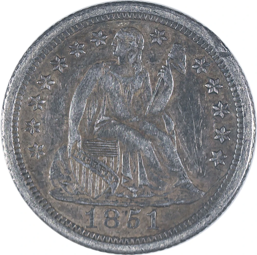 AU-50 Details 1851-O Liberty Seated Dime