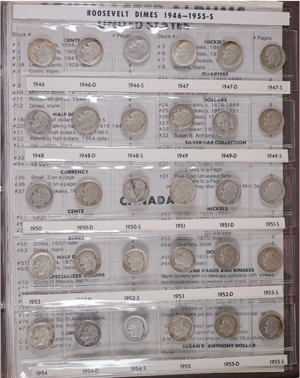 1946-1990-PDS Roosevelt Dime Set