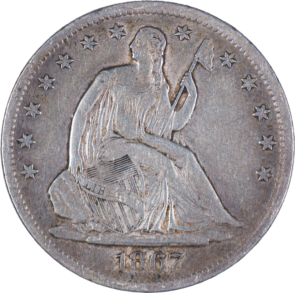 EF-40 to 45 1867-S Liberty Seated Half Dollar