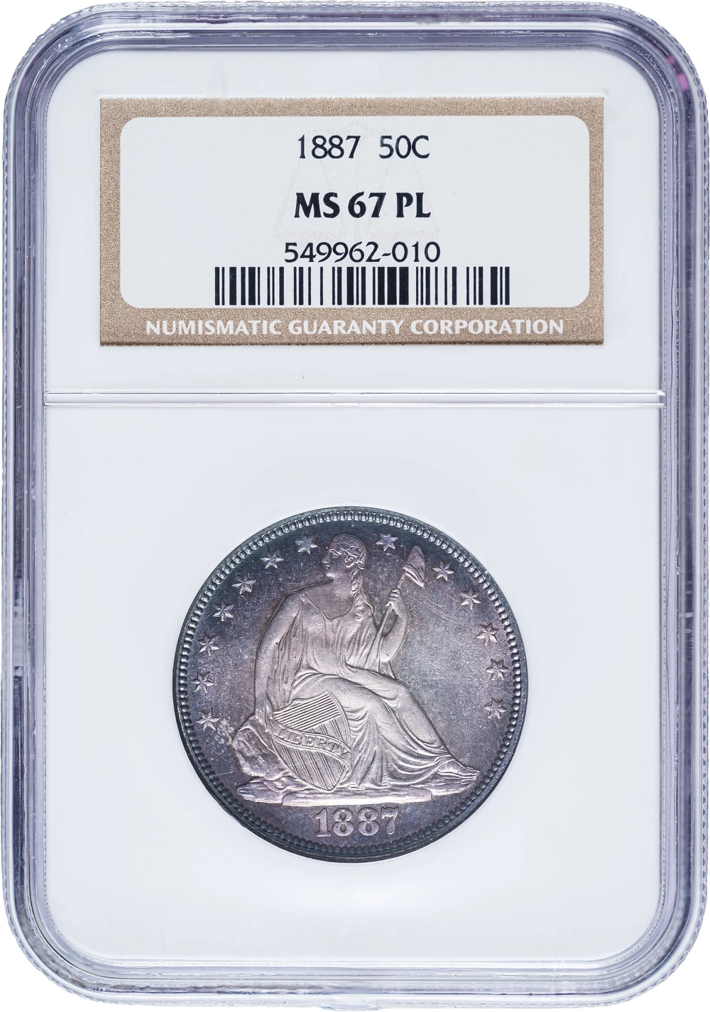 NGC MS-67 PL 1887 Seated Half Dollar