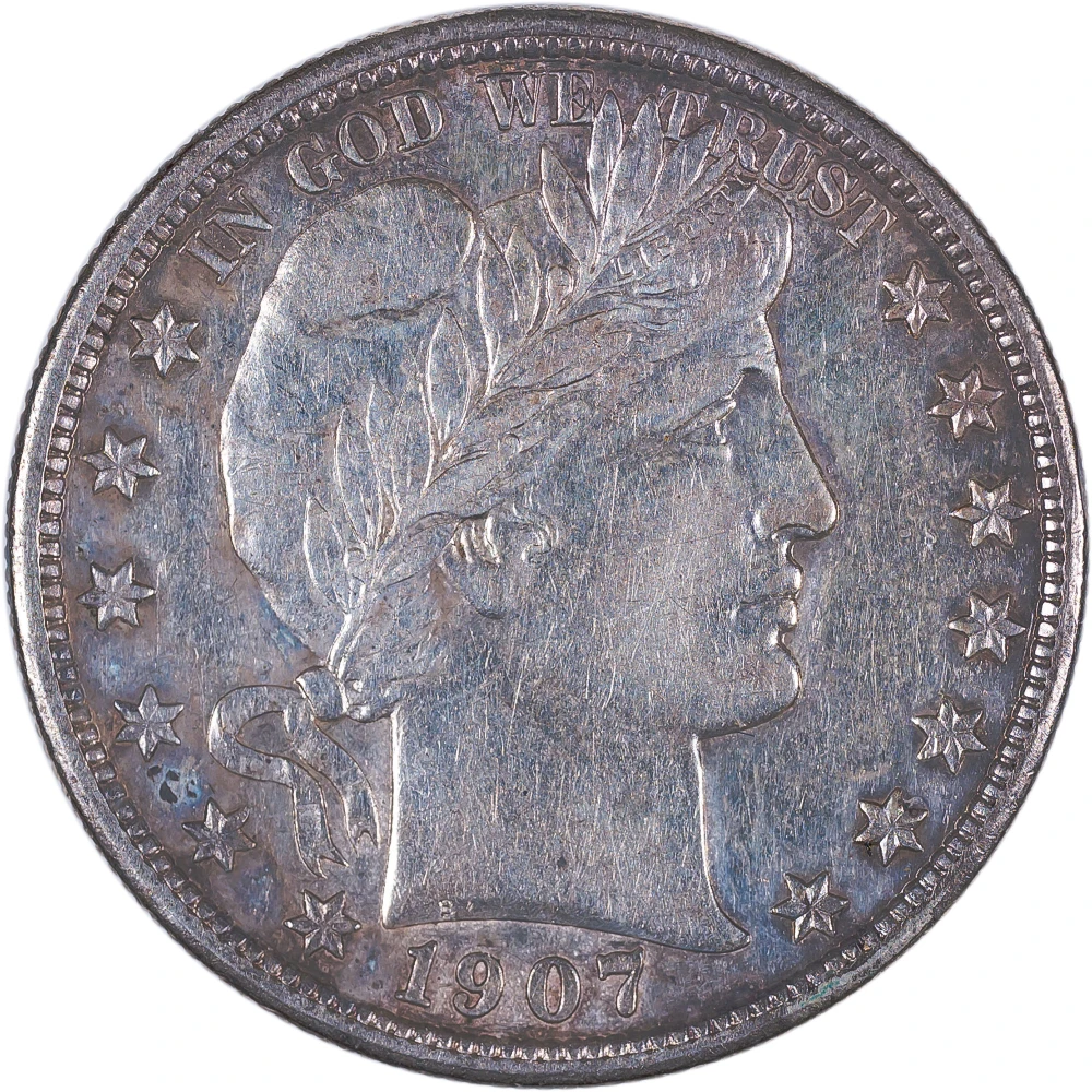 AU-50 1907-D Barber Half Dollar