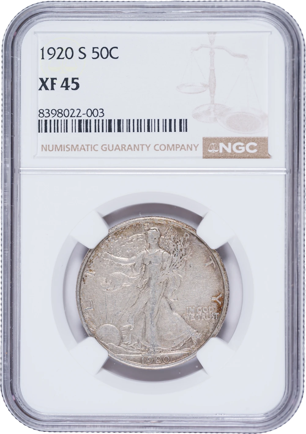 NGC EF-45 1920-S Walking Liberty Half Dollar