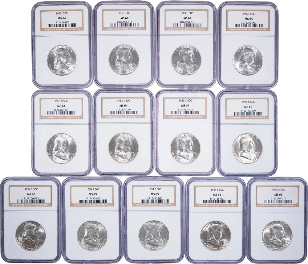 NGC 1950's Franklin Half Dollar Lot