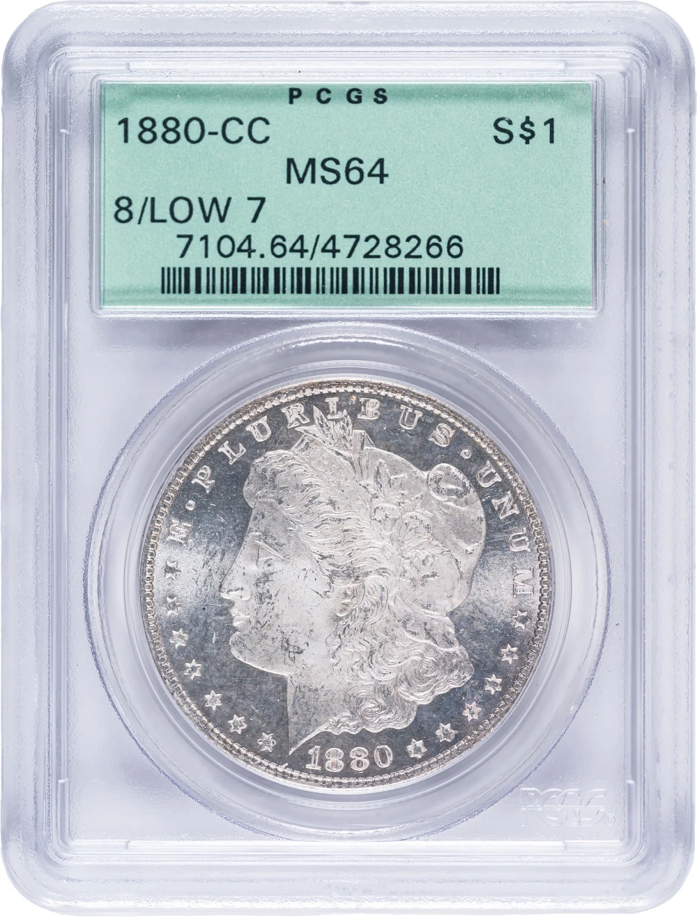 PCGS MS-64 1880-CC 8/Low 7 Morgan Dollar