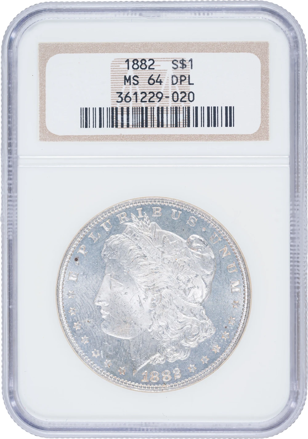 NGC MS-64 DPL 1882 Morgan Dollar