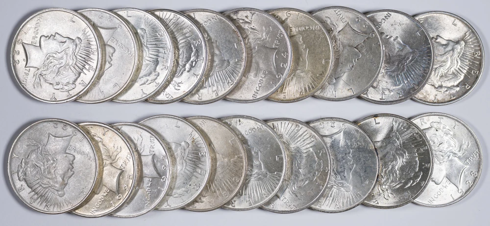 BU Mixed 1922-25 Peace Dollar Roll