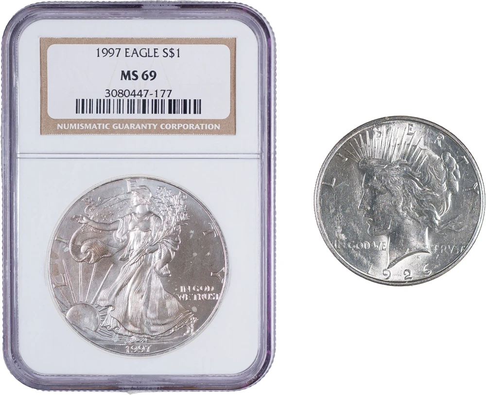 Peace Dollar and American Eagle Silver Dollar
