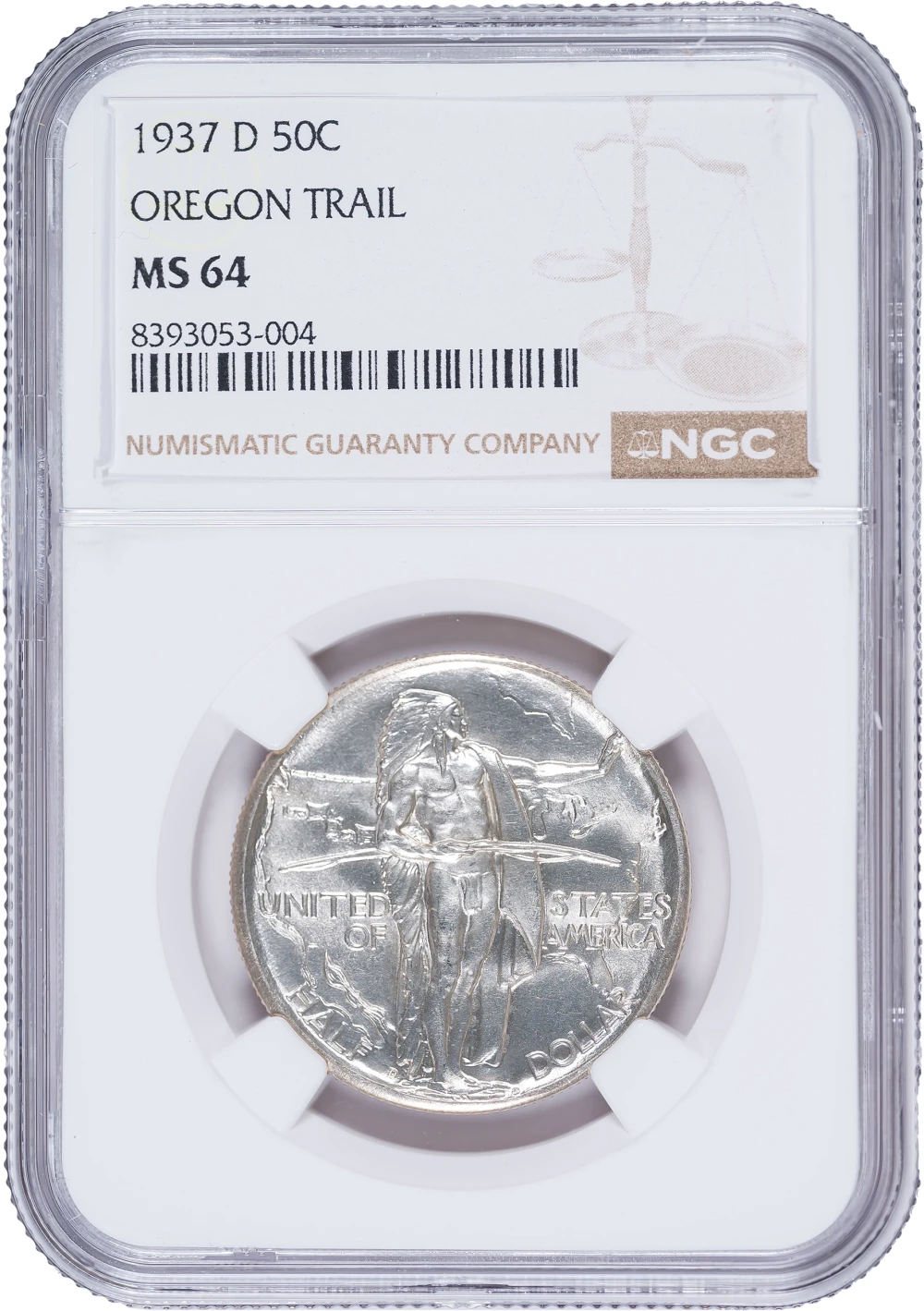 NGC MS-64 1937-D Oregon Trail Half Dollar