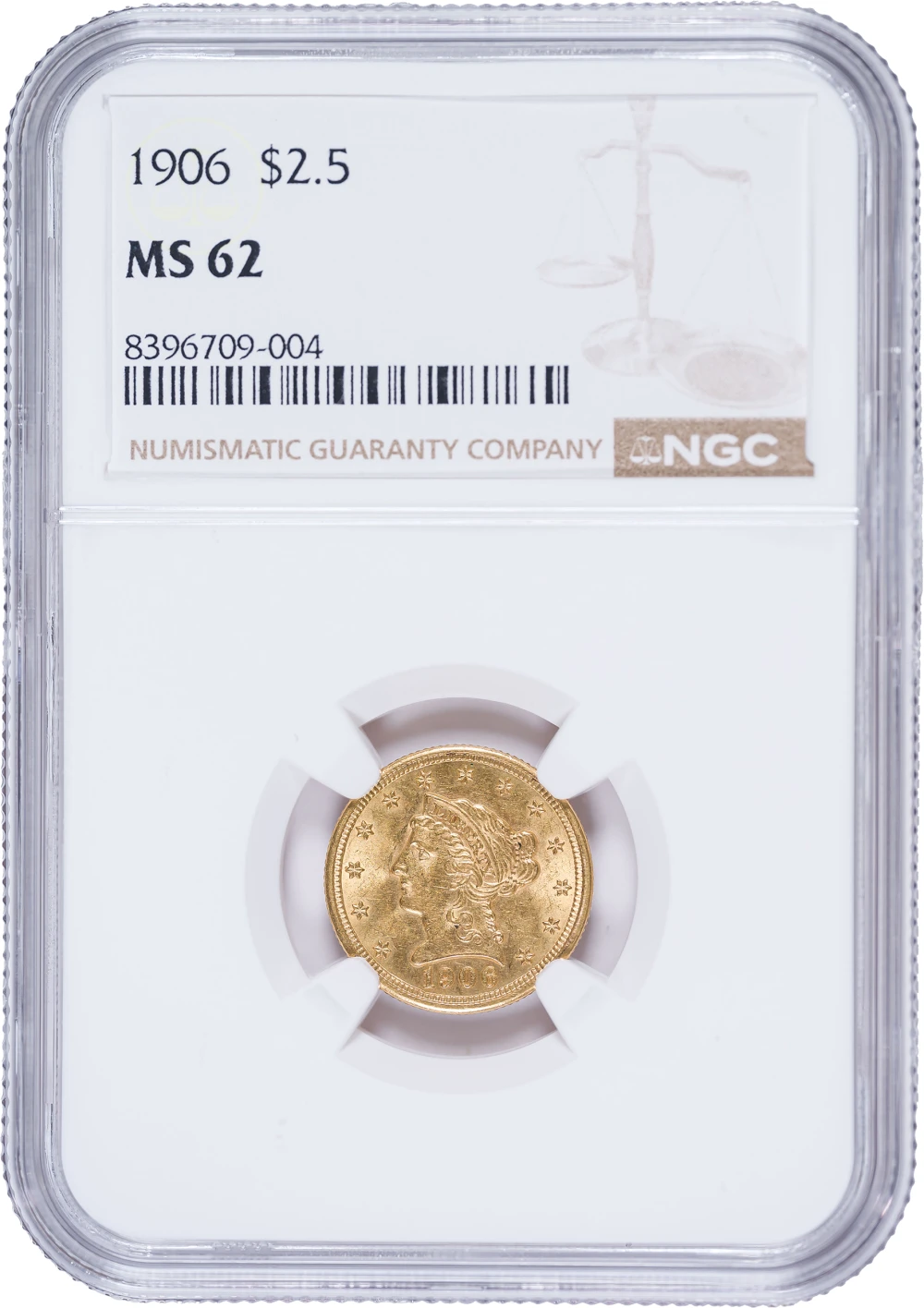 NGC MS-62 1906 $2.50 Gold Liberty