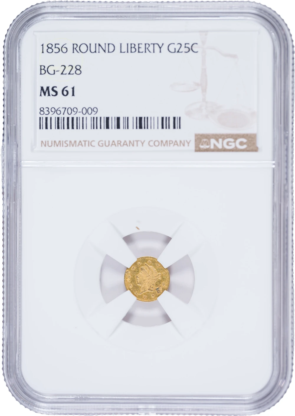 NGC MS-61 1856 Gold Quarter Dollar Rarity