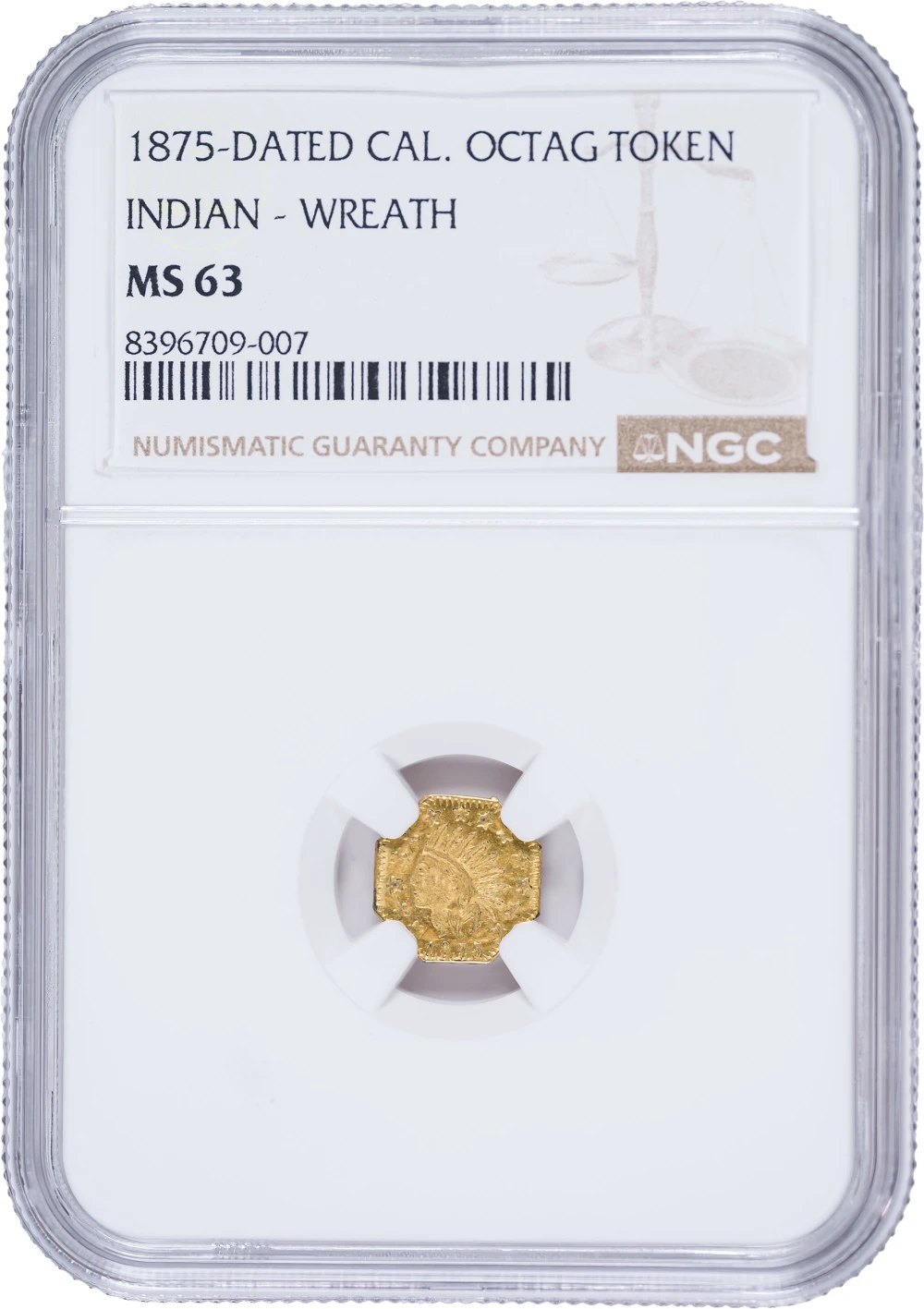 California. 1875 Gold $1-sized Token