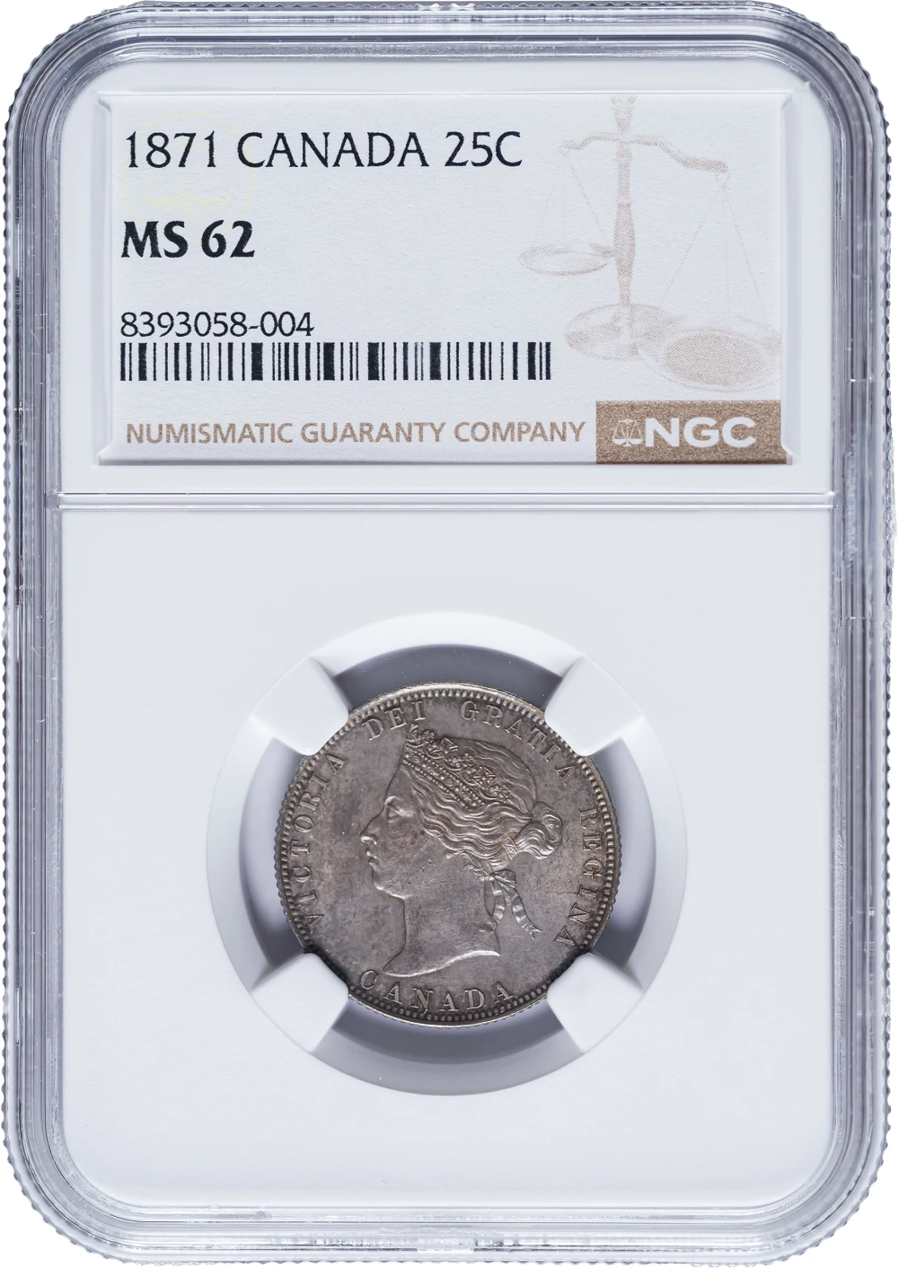 Canada. NGC MS-62 1871 Twenty-Five Cents