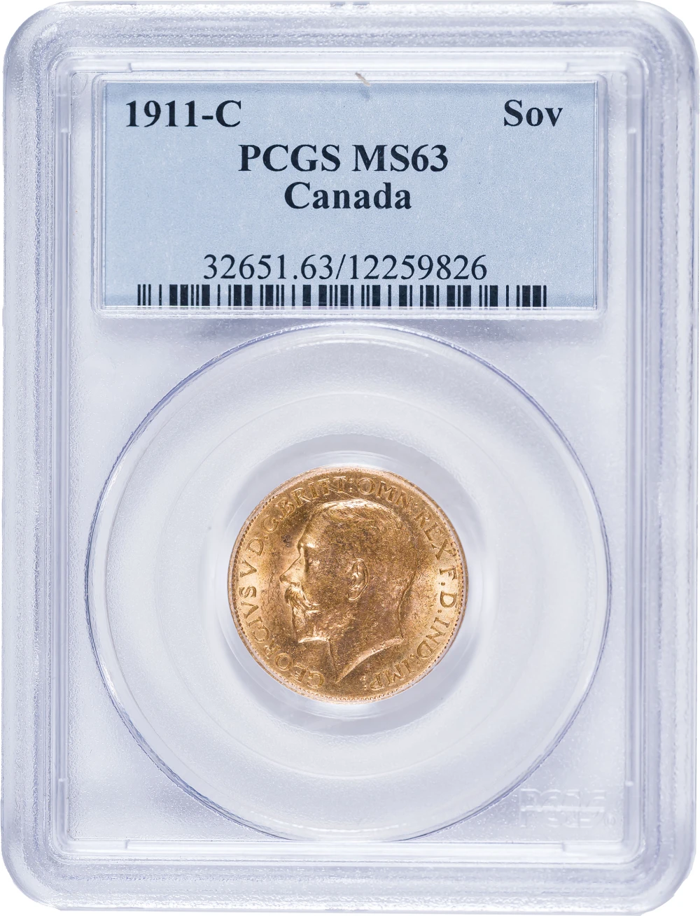 Canada. PCGS MS-63 1911-C Gold Sovereign