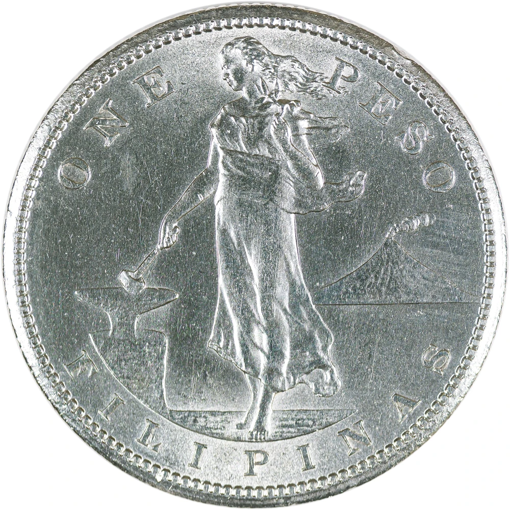 Philippines. MS-60 1909-S Silver Peso