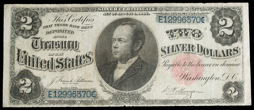 Fine to VF Series 1891 $2 Silver Certificate
