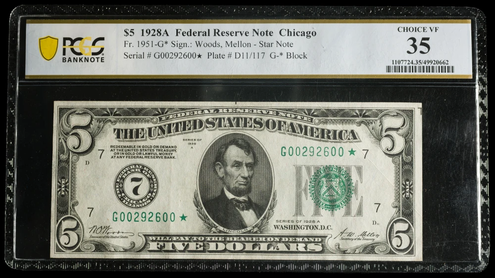 PCGS VF-35 Series 1928 A $5 Star Note