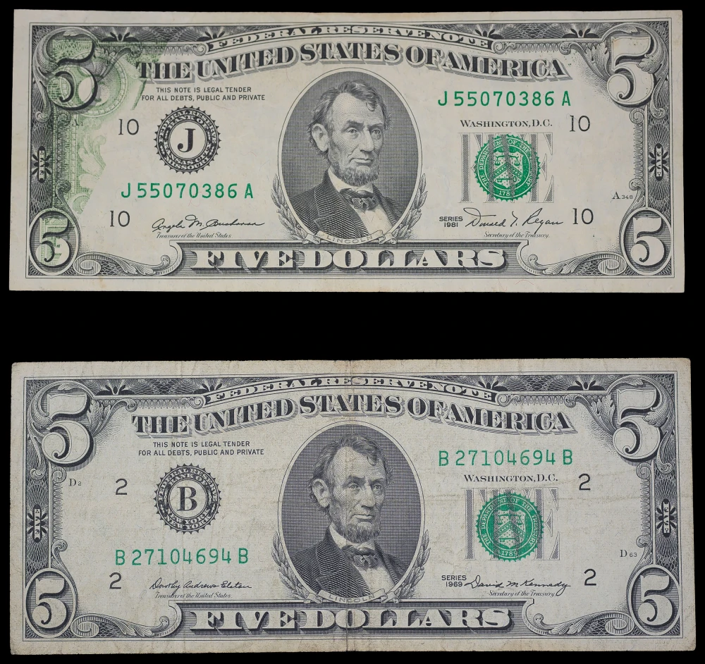 Pair of $5 Partial Ink Transfer Notes