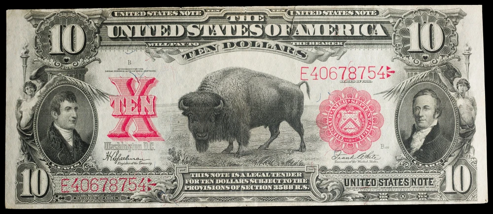 Choice VF to EF Series 1901 Bison $10 Note