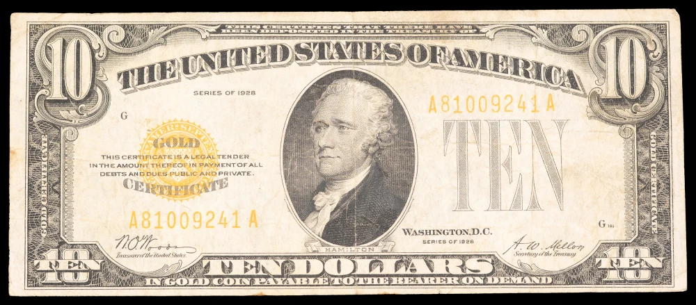VF Series 1928 $10 Gold Certificate