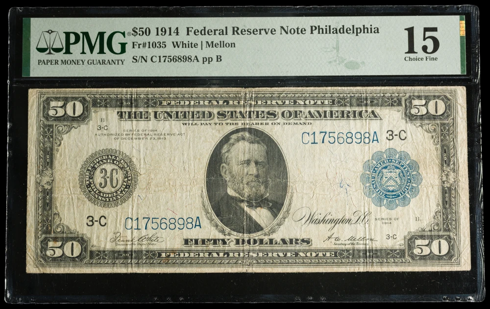PMG Fine-15 Series 1914 $50 FRN