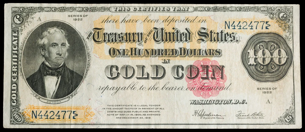 Choice VF Series 1922 $100 Gold Coin Note
