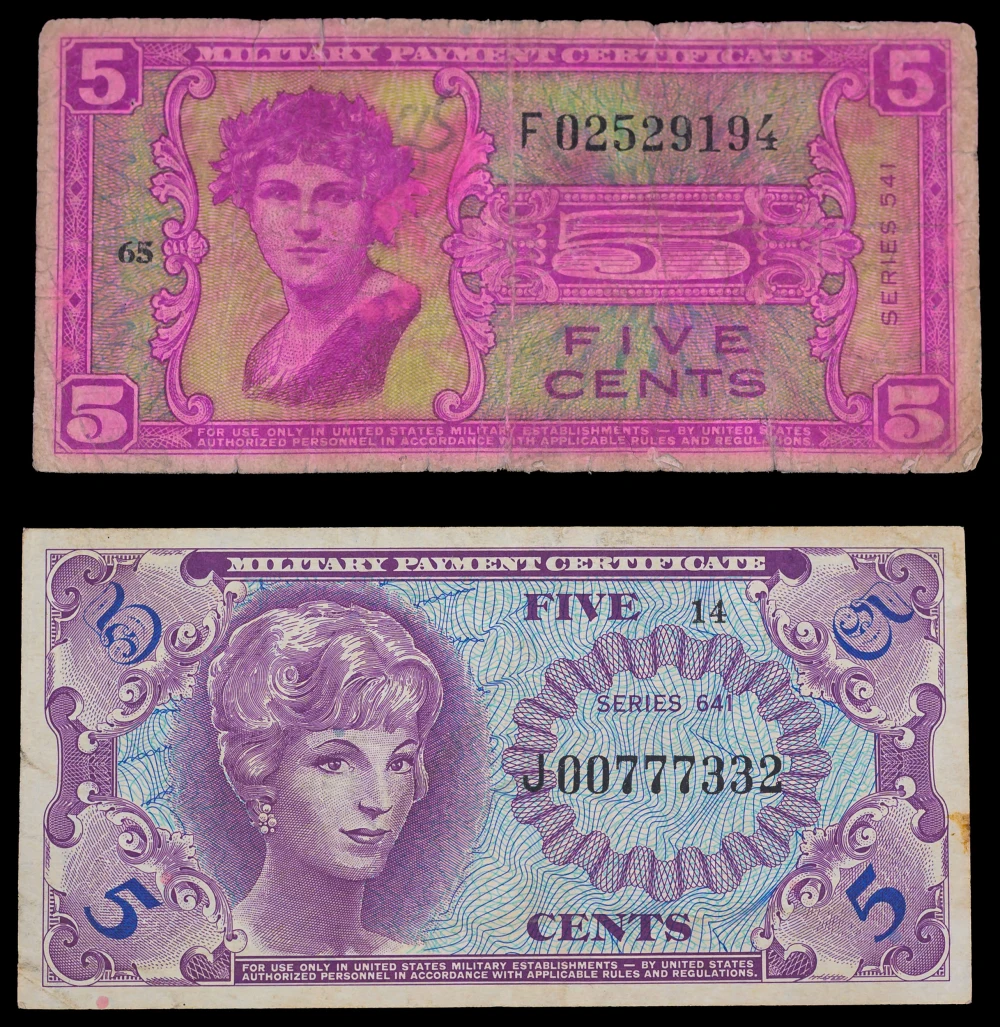 Two Five-Cents Military Payment Certificates