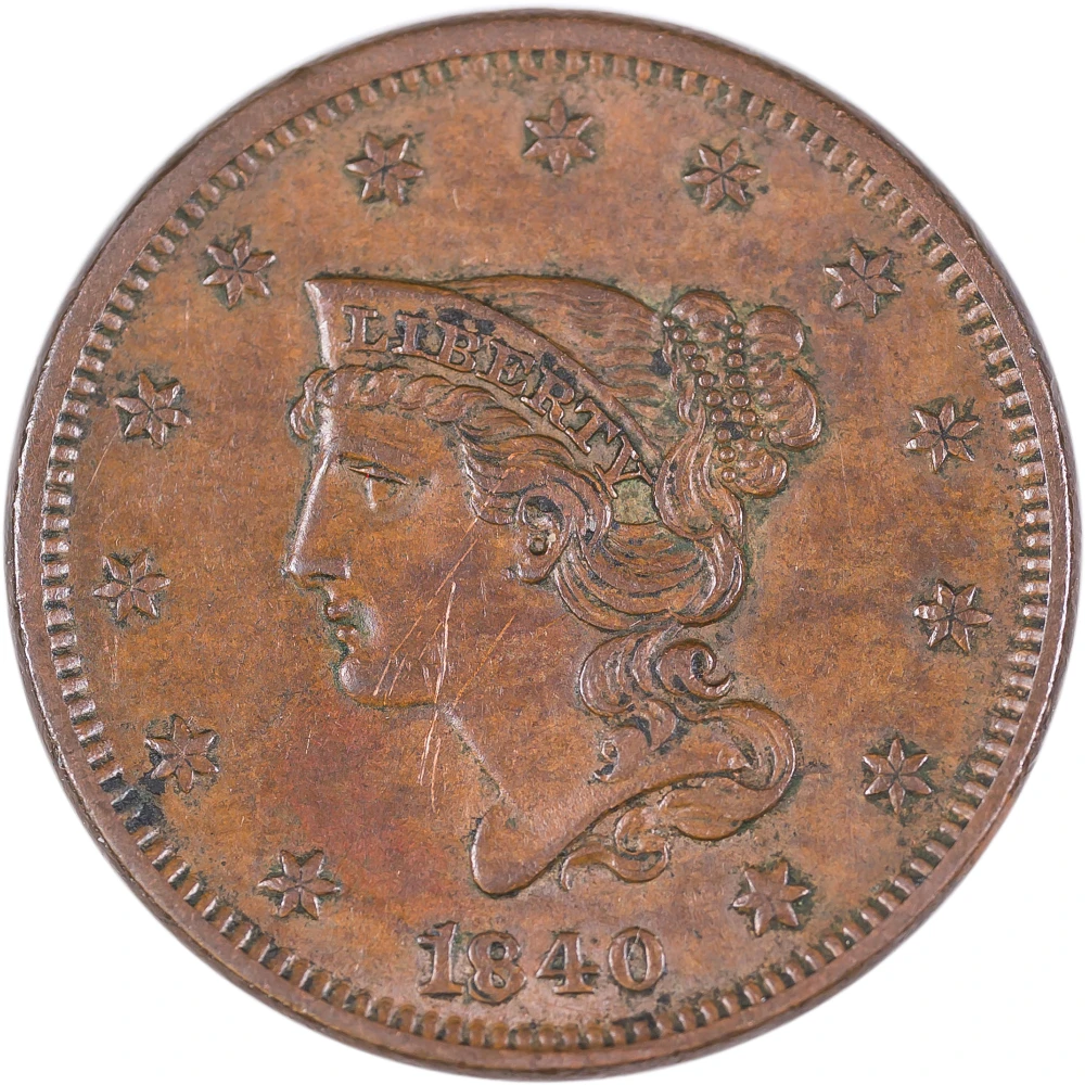 Choice AU+ Details 1840 Large/Small Date Cent