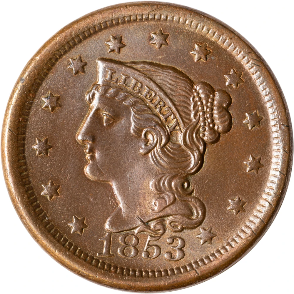 Unc Details 1853 Cent