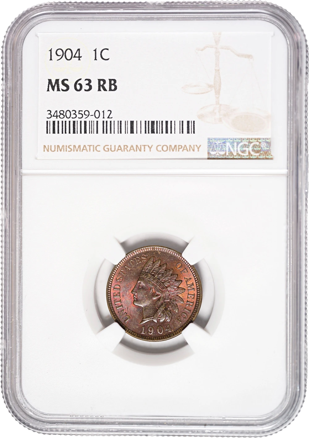 NGC MS-63 RB 1904 Indian Cent