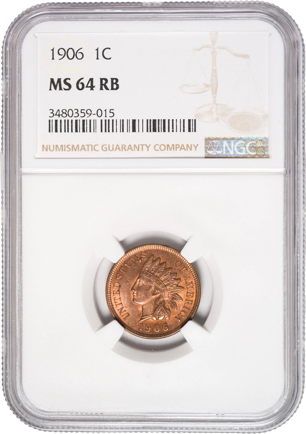 NGC MS-64 RB 1906 Indian Cent