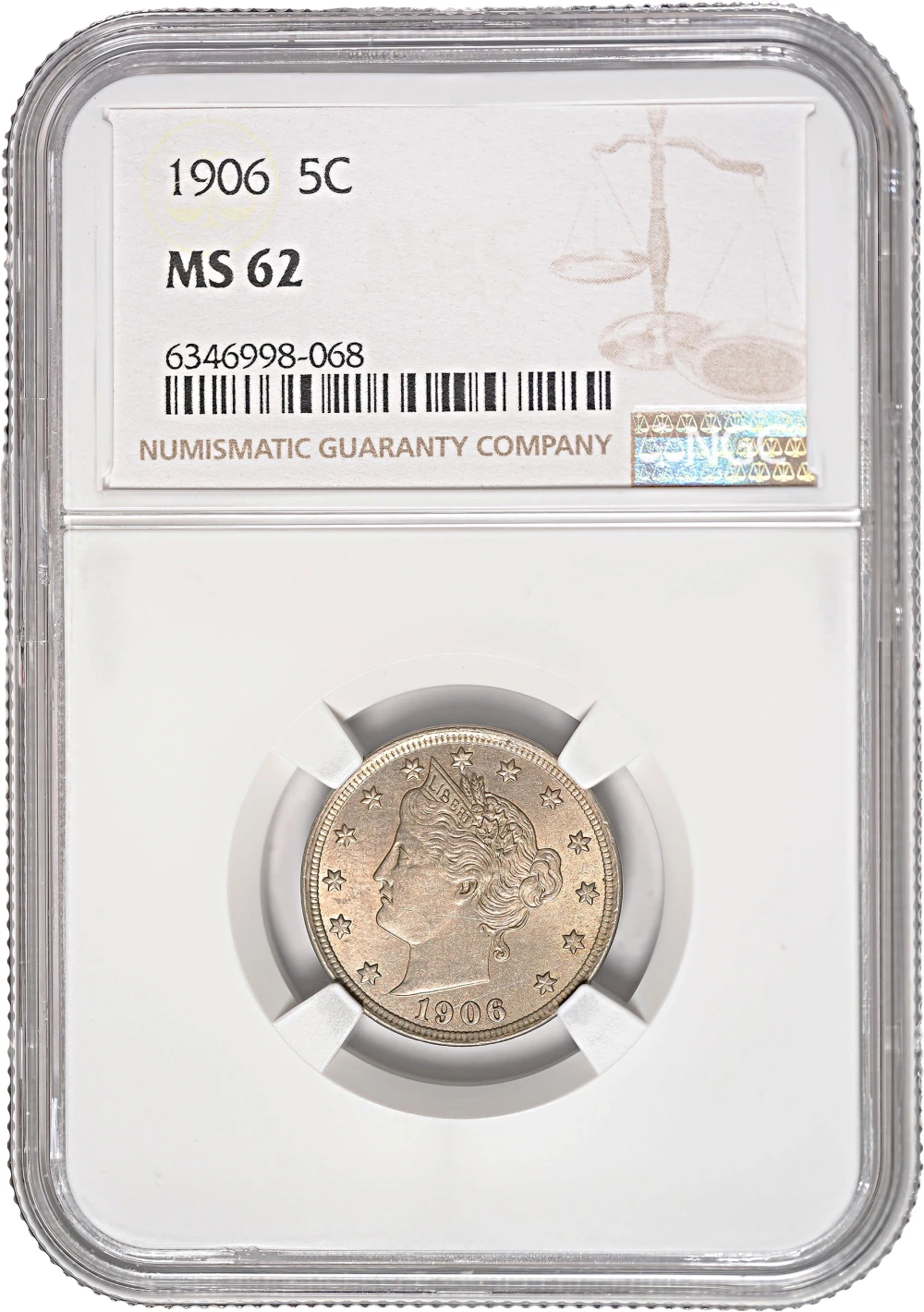 NGC MS-62 1906 Liberty Nickel