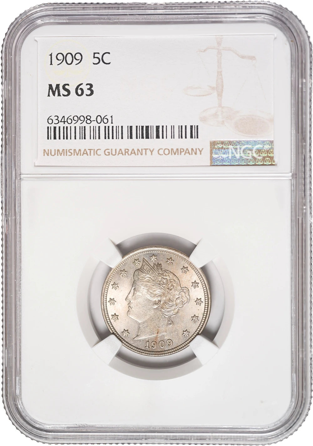 NGC MS-63 1907 Liberty Nickel