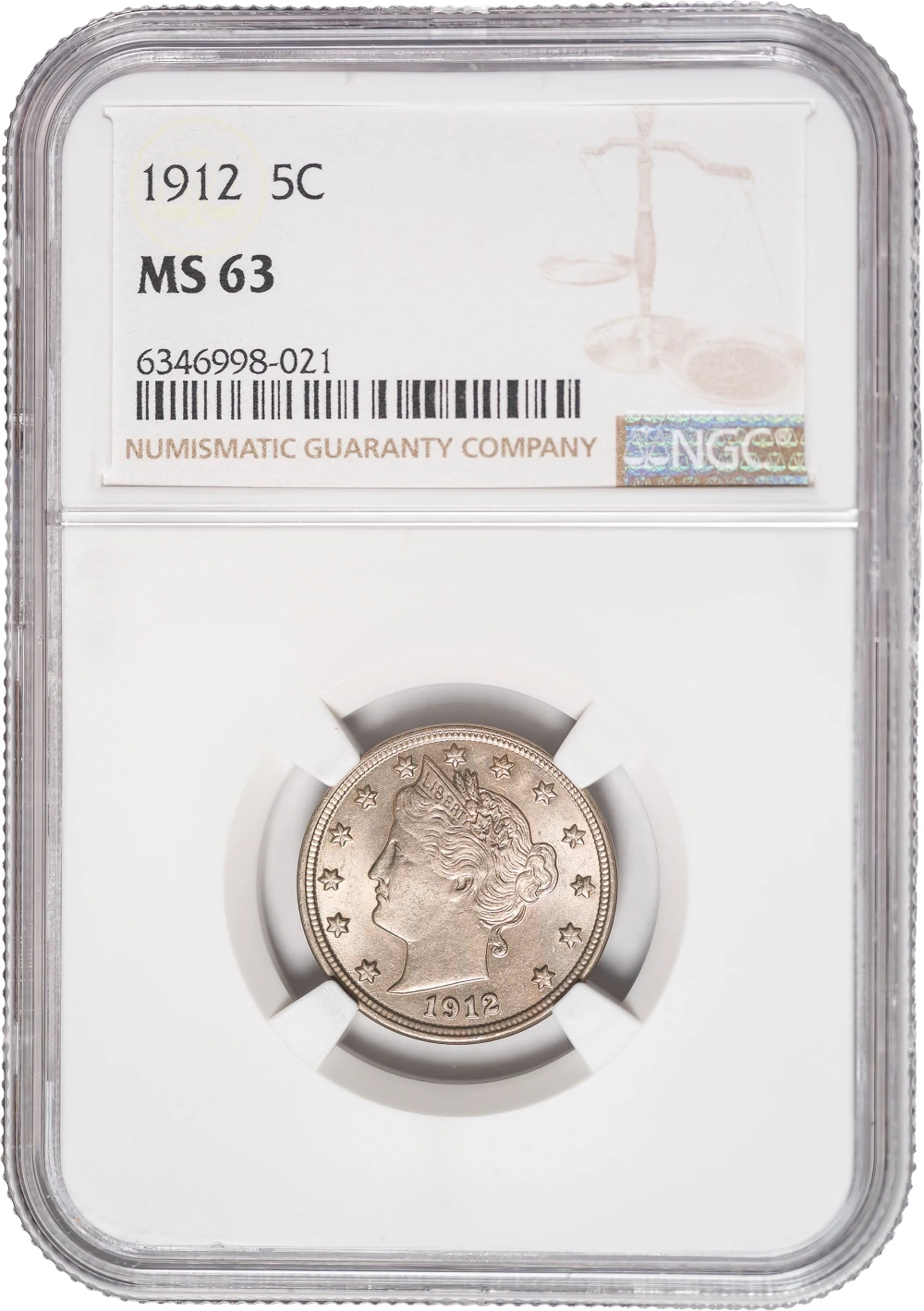 NGC MS-63 1912 Liberty Nickel