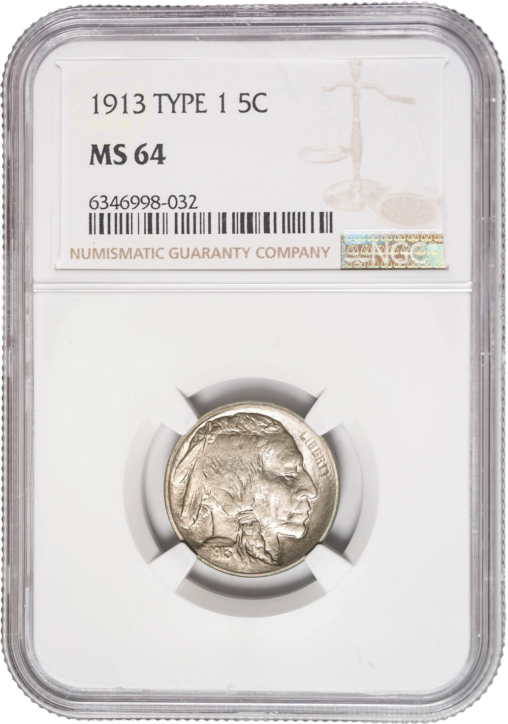 NGC MS-64 1913 Type I Buffalo Nickel
