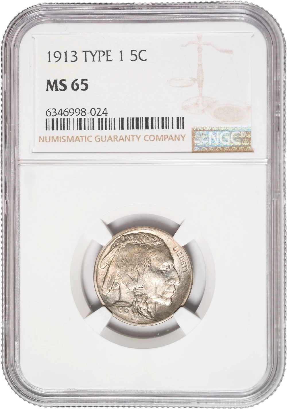 NGC MS-65 1913 Type I Buffalo Nickel