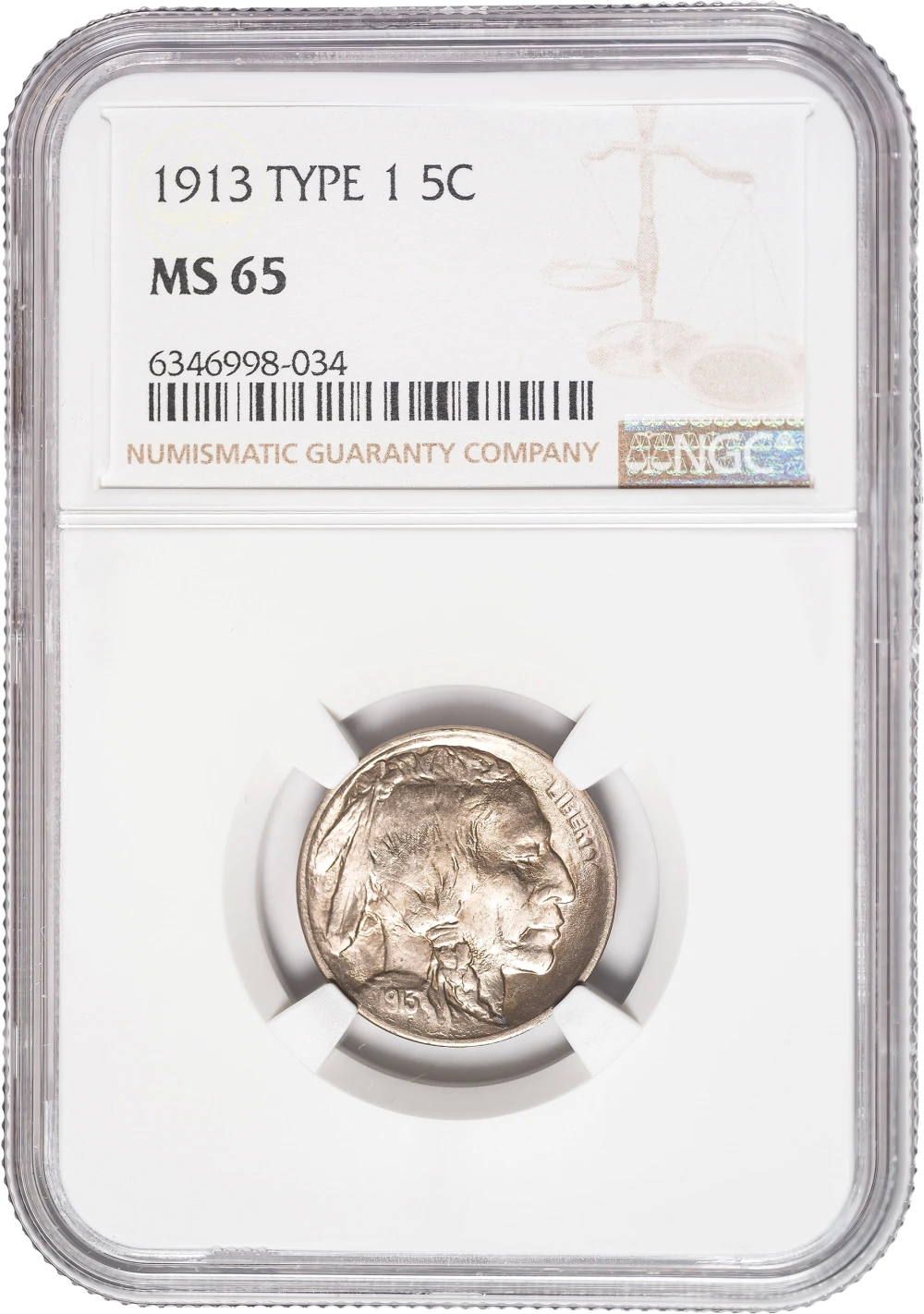 NGC MS-65 1913 Type I Buffalo Nickel