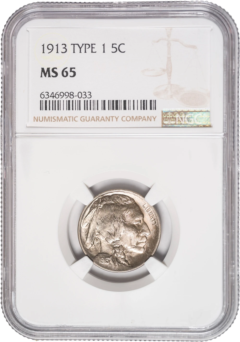 NGC MS-65 1913 Type I Buffalo Nickel