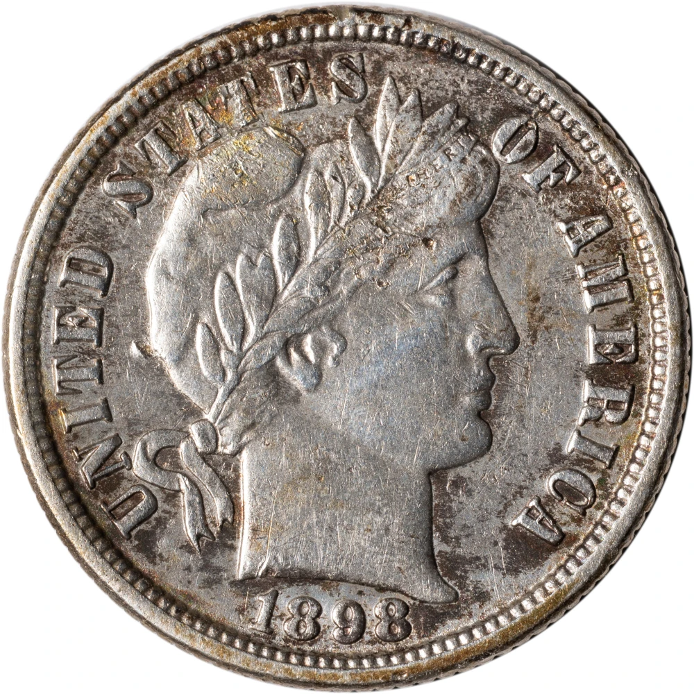 AU-50 Details 1898-O Barber Dime