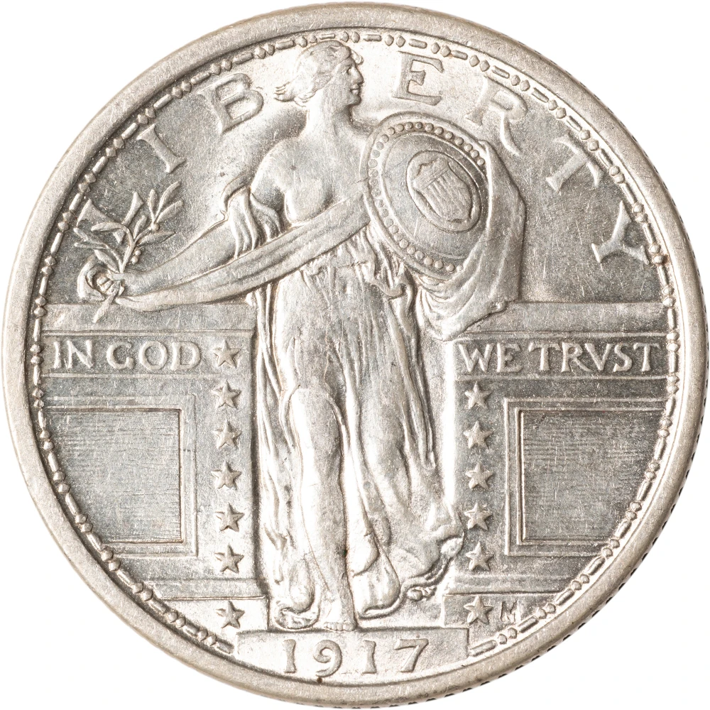 Choice AU-58+ 1917 Type I Standing Lib Quarter